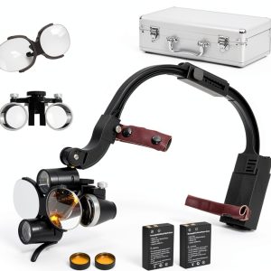 5W Binocular Loupes Glasses Headband Magnifier, Dental Loupes with-0