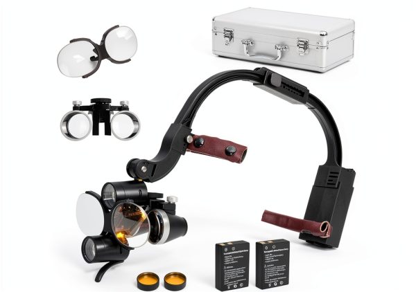 5W Binocular Loupes Glasses Headband Magnifier, Dental Loupes with-0