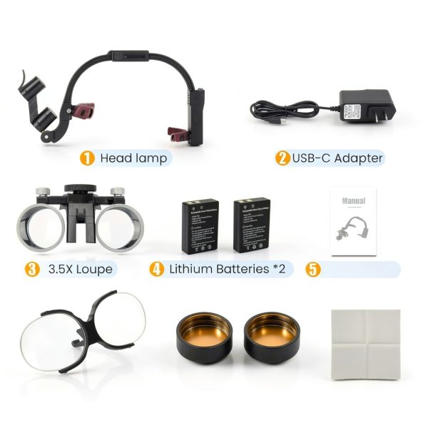 5W Binocular Loupes Glasses Headband Magnifier, Dental Loupes with-1